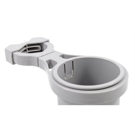 Camco Clamp-On Rail Mounted Cup Holder - Large for Up to 2in Rail - Grey 53092
